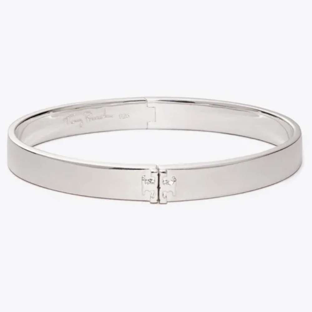 Tory Burch Sterling Silver Kira Hinged Slim Bracelet